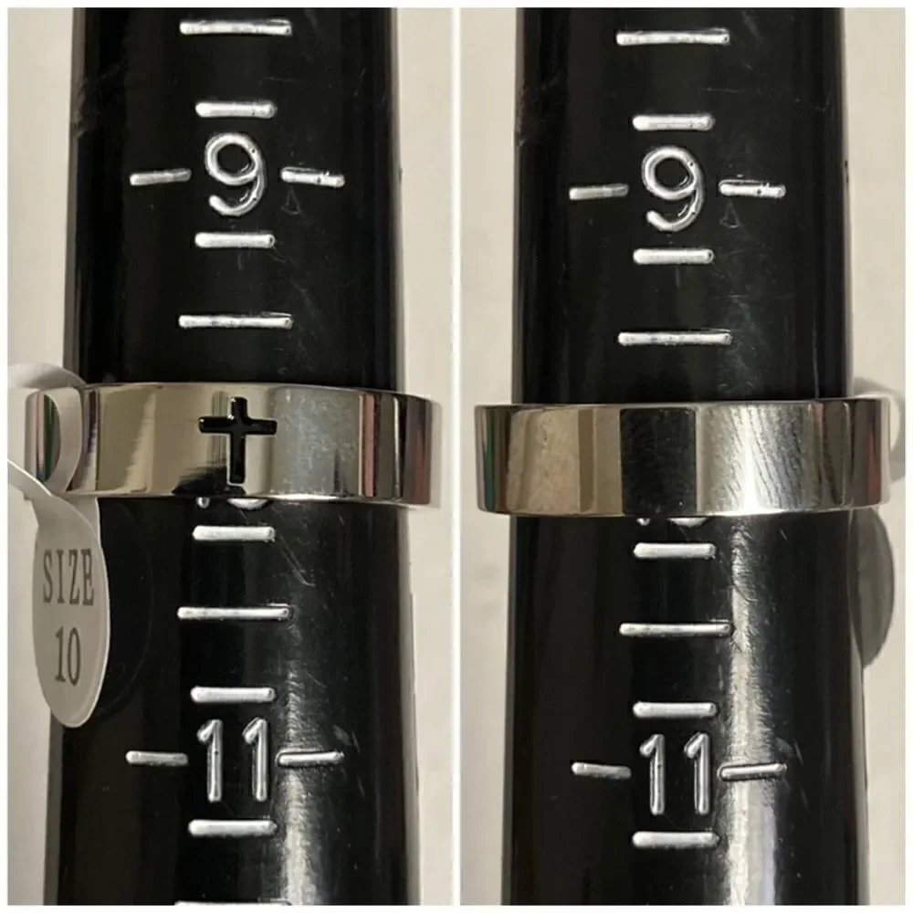 Unisex Stainless Steel Black Easter Cross Ring